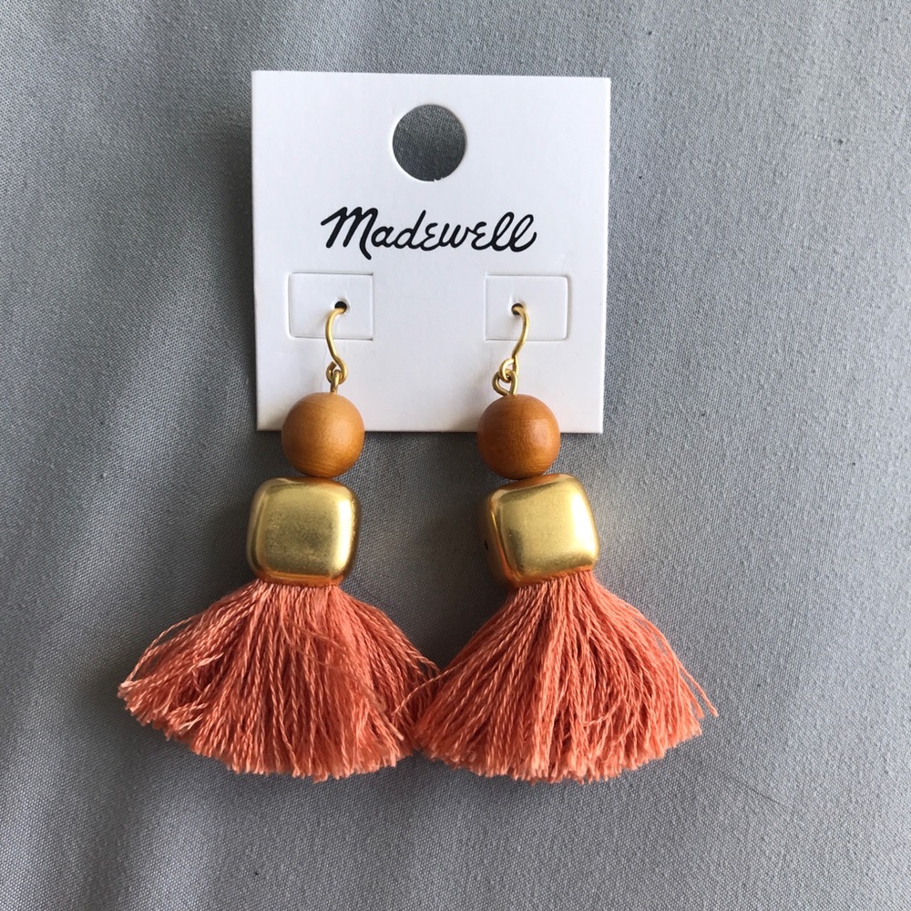 Madewell wooden bead tassel earrings